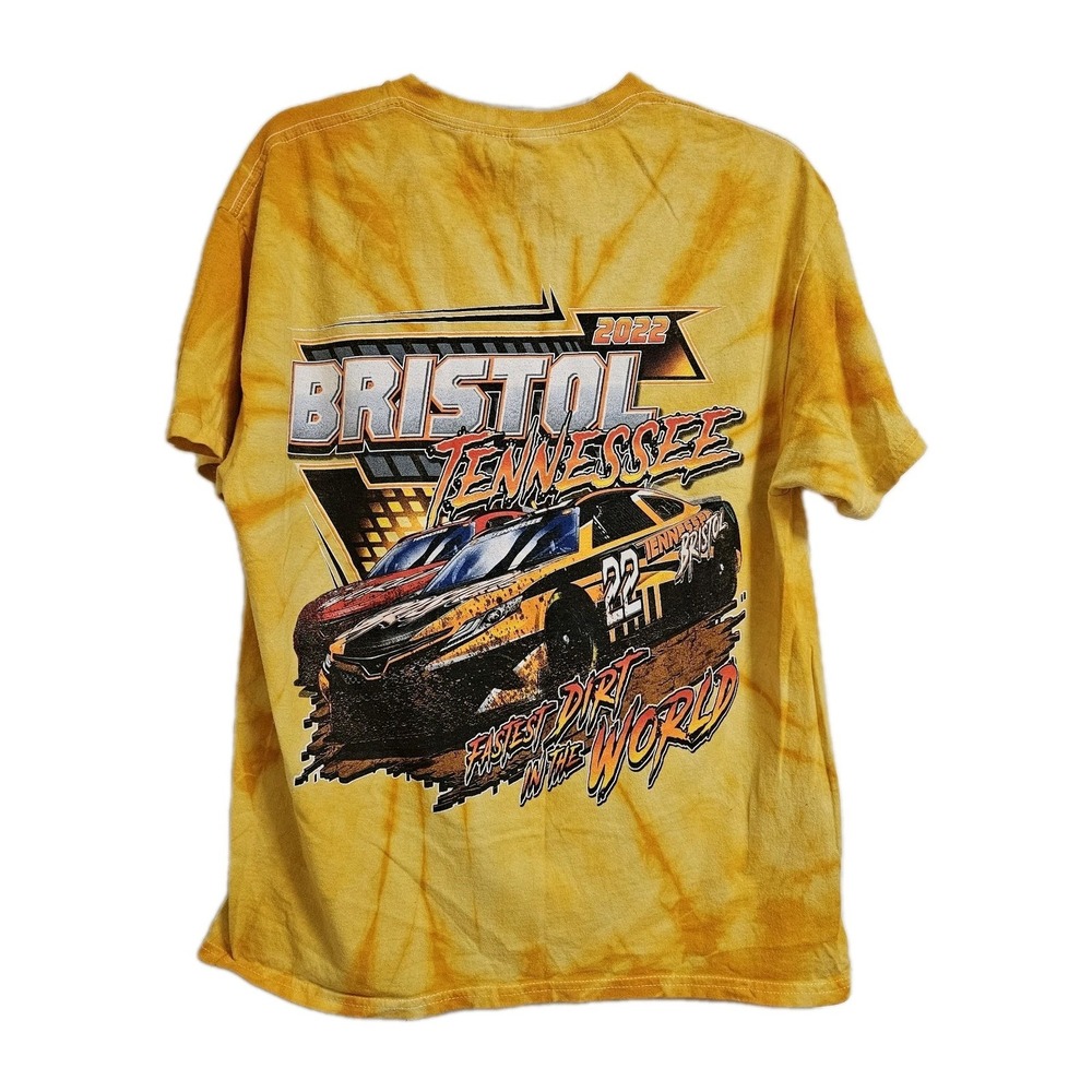 Bristol Tennessee 2022 Fastest Dirt In The World Colortone T-Shirt Mens L Yellow